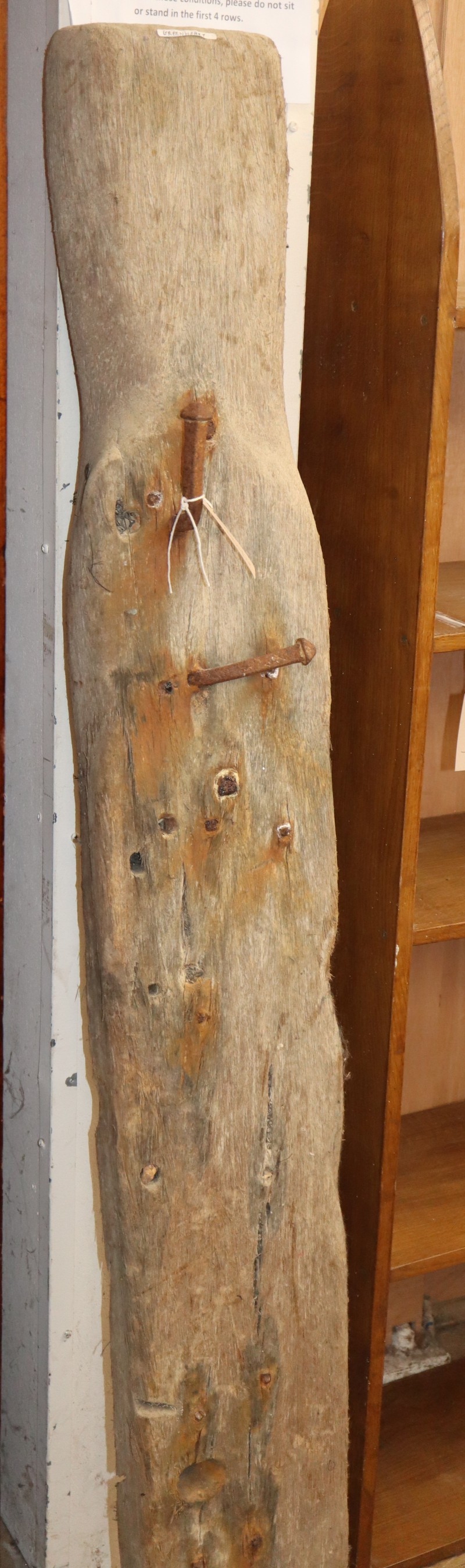 A wood groyne section, H.149cm